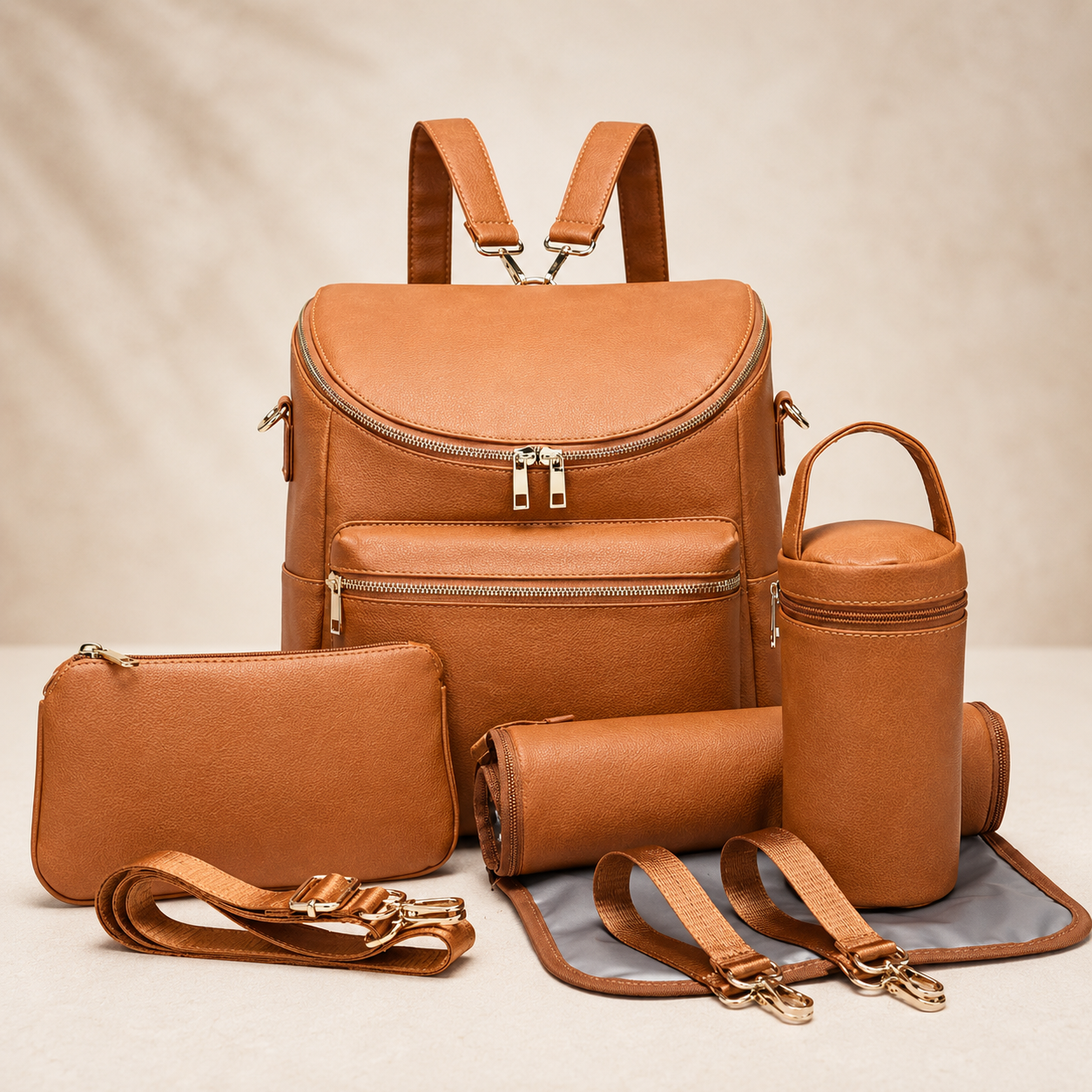 4 in 1 Leather Diaper Bag